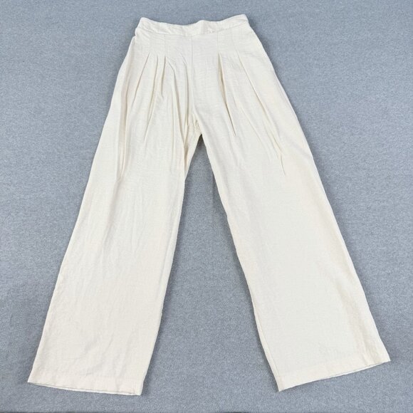 aper cran Pants - aper·cran Women’s S Small Pleated Wide-Leg Pants – Cream Rayon/Nylon Blend